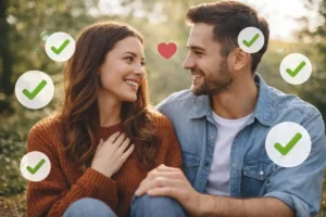 Couple showing positive connection and early dating green flags.