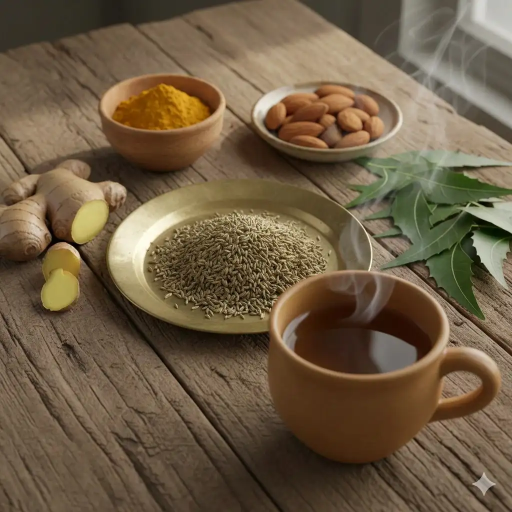 Ginger tea with honey, lemon, and turmeric used as natural home remedies for immunity and cold relief